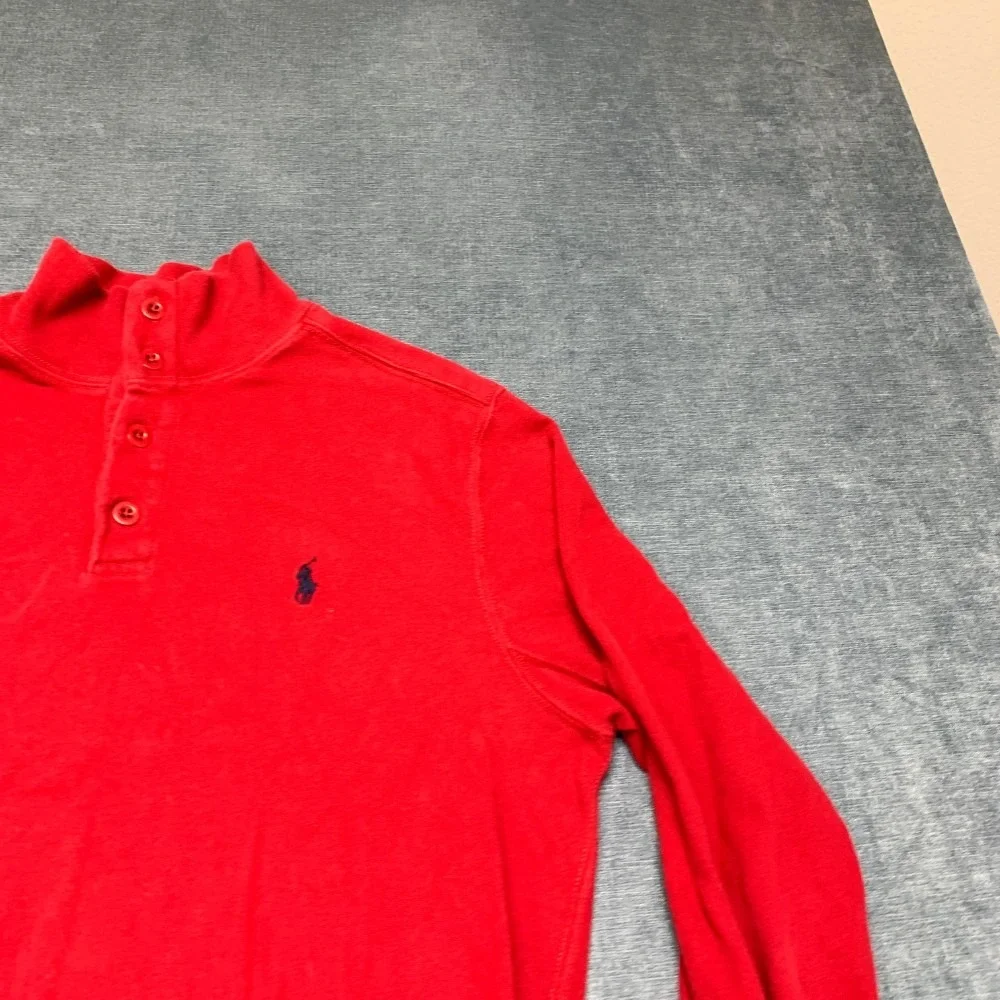Polo by Ralph Lauren Sweater Mens Large Red Cotton Pony Logo Mock Neck Winter